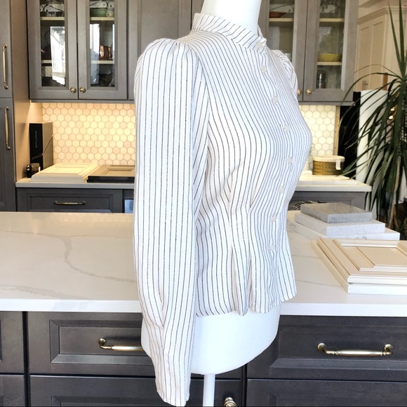 NWOT Paris Athelier & Other Stories Viscose Metallic Stripe Blouse Sz 2 - Picture 4 of 11